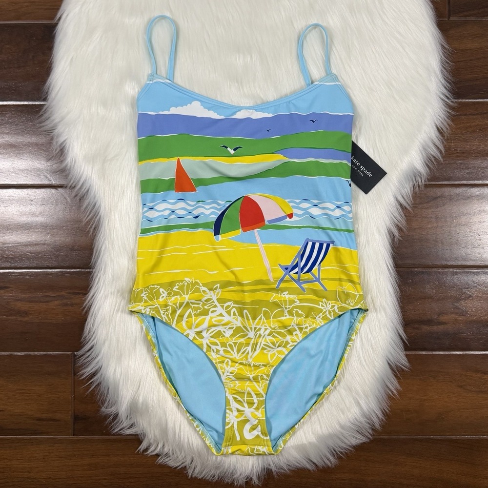 Kate Spade Women's Size Large Beach Summer‎ Day Tie Back One Piece Swimsuit
